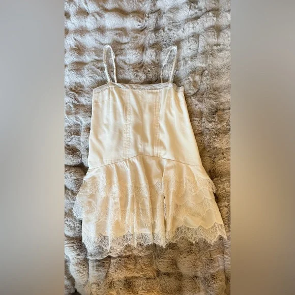 Reformation Cream Lace-Trim Slip Mini Dress - Picture 7 of 15